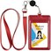 Teskyer Badge Holder, Leather ID Badge Holder with Retractable Neck Lanyard for Offices ID, School ID, Driver Licence 2 Card Slots.