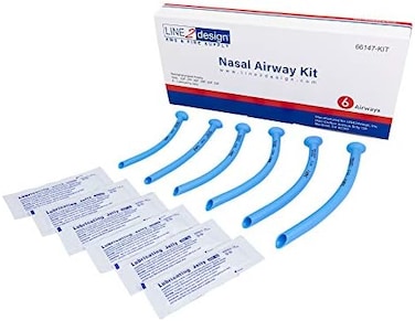 LINE2design Nasal Airway Kit - Medical Nasopharyngeal Management - First Aid Emergency Rescue Latex Free Respiration Tubes with Lubricating Jelly Packets - Pack of 6.
