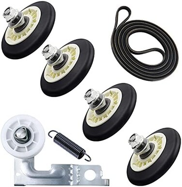 Azdele 4581EL2002C Dryer Drum Roller Assembly, 4400EL2001A Dryer Belt and 4561EL3002A Dryer Motor Idler Pulley with Spring Compatible with LG Kenmore Dryers.