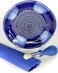 BonCera All-in-one 4pcs Premium Ceramic Garlic Grater Set - Hand-Made, Blue Glazed Design Grater Plate w/Garlic Peeler, Gathering Brush, Display Stand, It's also grating Turmeric, Ginger, and more,.
