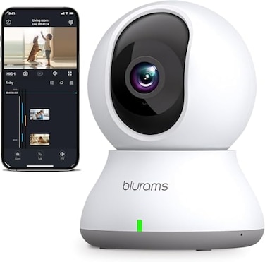 كاميرا مراقبة منزلية Blurams بدقة 2K مع صوت، رؤية 360 درجة، تطبيق جوال - كاميرا داخلية صوت ثنائي الاتجاه، تتبع الحركة، رؤية ليلية بالأشعة تحت الحمراء، وضع الخصوصية، مثالية لمراقبة الأطفال، كاميرا للكل