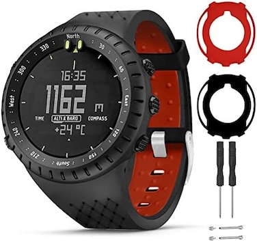 T-BLUER Watch Band Compatible with Suunto Core Bracelet, Replacement Silicone Strap and Full Protective Case for Suunto Core Smart Watch.