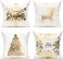 All Smiles White Gold Christmas Decorations Throw Pillow Covers 18X18 Set of 4 Winter Xmas Navidad Home Holiday D&eacute;cor Velvet Cushion Cases for Sofa Tree Snowflake Reindeer.