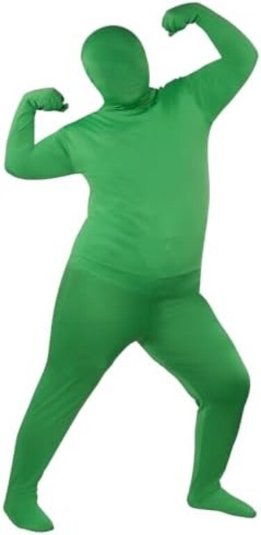 UTEBIT XXL Full Bodysuit Unisex Spandex Stretch Adult Costume Zentai Disappearing Man Body Suit, Green.