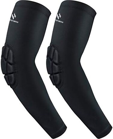 HOPEFORTH 2PCS Padded Elbow Sleeves Compression Arm Protective Support.