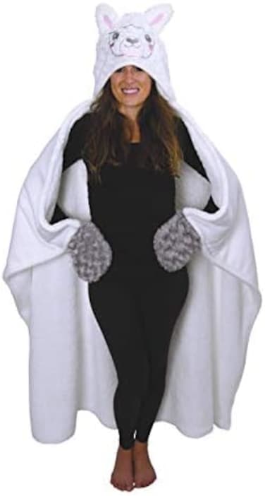 Thnapple Alpaca Llama Hooded Blanket.