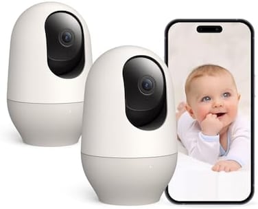 nooie Baby Monitor 2 Pack, WiFi 360-Degree 1080P Smart Camera With Motion Tracking, Night Vision, Two-Way Audio, Sound Detection, Works With Alexa, SD Card and Cloud.