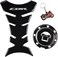REVSOSTAR Real Carbon Look, Fuel Gas Tank Cap, Protector Pad, Tank Pad Decal Stickers, Tank Protector with Keychain for CBR600RR 2003-2015 CBR1000RR 2004-2015, 3PCS Per Set (SILVER.