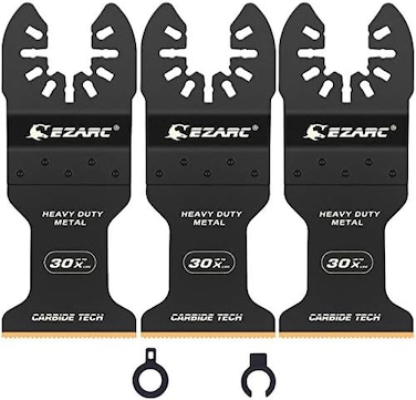 EZARC Carbide Oscillating Saw Blades, Multitool Blades Quick Release for Hard Material, Hardened Metal, Nails, Bolts and Screws, 3-Pack.