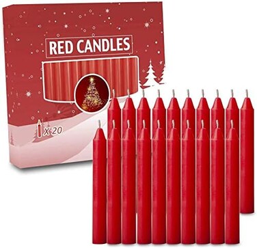 NORDICO Candlelights Candles for Christmas Tree - Angel Chime Decorations - Christmas Pyramids Carousel - 4 inch X 1/2 inch Diameter - 1. 5 Hour Burn Time. Unscented Red.