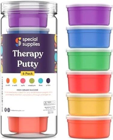 Special Supplies Therapy Putty for Kids and Adults - Resistive Hand Exercise Therapy Putty Kit, Set of 6 Strengths, 3 Ounces of Each Putty.