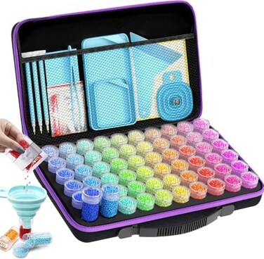 ARTDOT Diamond Painting Storage Containers, 60 Slots Diamond Painting Accessories Shockproof Jars for Jewelry Beads Rings Charms Glitter Rhinestones.