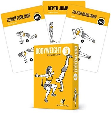 NewMe Fitness Bodyweight Workout Cards, Instructional Fitness Deck for WomenMen, Beginner Fitness Guide to Training Exercises at Home or Gym (Bodyweight, Vol 3.