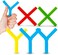 مجموعة GAFLY X's و Y's - 5 قطع - ألعاب مضغ حسية للأطفال المصابين بالتوحد، والأطفال ذوي الاحتياجات الخاصة - أنابيب مضغ، أدوات مضغ لتنمية المهارات الحركية الفموية - سيليكون باللون الأحمر والأزرق والأصفر