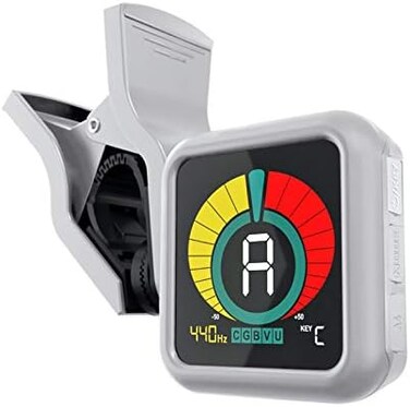 KLIQ Music Gear KLIQ UberTuner - Professional Clip-On Tuner for All Instruments (multi-key modes- with Guitar, Ukulele, Violin, BassChromatic Tuning Modes, White (Special Edition(also for Mandolin and