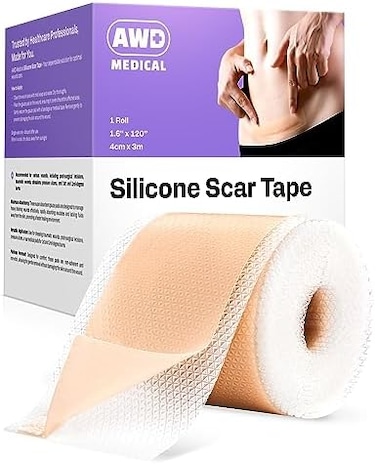 AWD Medical Soft Silicone Tape for Scars Removal with Silicone Gel Sheeting (1. 6inx 120in.