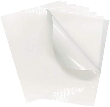 Samanter Pack of 100 Sheets - Strong Sticky Printable Glossy Self Adhesive A4 Sticker Paper/Label for InkjetLaser Printers.