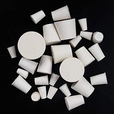 Newflager 26 Pack Solid Rubber Stopper, White Lab Plug, 000- 8Sizes Assortment, 11 Assorted Sizes.