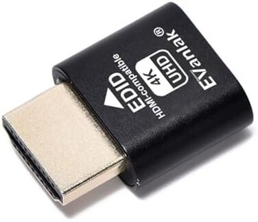 قابس HDMI وهمي من EVanlak، محاكي شاشة شبحية بدون رأس، مصنوع من الألومنيوم والكمبيوتر عالي الجودة (مناسب للشاشات بدون رأس - 3840x2160@60H، جديد، الإصدار الثالث - عبوة واحدة...).