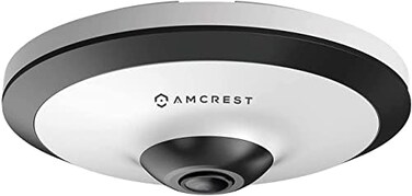 Amcrest Fisheye POE Camera, 360 Panoramic 5-Megapixel POE IP Camera, Fish Eye Security Indoor Camera, 33ft Nightvision, Cloud, NVR and MicroSD Recording, IP5M-F1180EW (White.