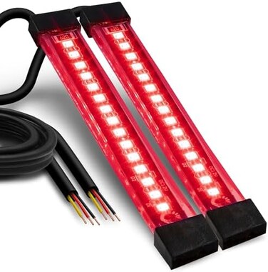 ONLINE LED 2pc 5" Red LED Motorcycle Turn SignalBrake Tail Light Strip Kit [IP68 Waterproof] [Single Row] [50% Running Light] [100% Brake/Turn Signals] Flexible Tail Light Strip for Motorcycle Trailer