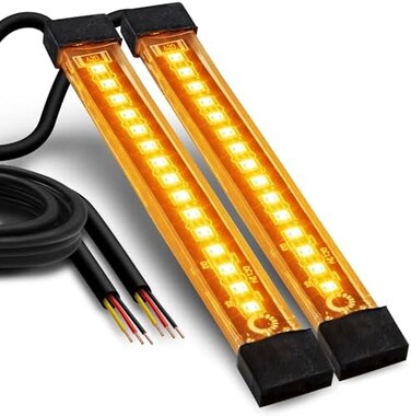 ONLINE LED STORE True Mods 2pc 5" Amber Motorcycle RunningTurn Signal Tail Light Strip Kit [IP68 Waterproof] [Single Row] [50% Running Light] [100% Turn Signals] for Motorcycle Snowmobile.