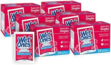 Wet Ones Antibacterial Hand Wipes Singles, Fresh Scent WipesIndividual Wipes, Antibacterial Wipes, Hand Wipes Individually Wrapped 24 ct. (6 pack.