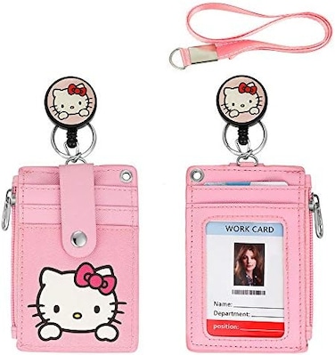 Woosifun 【أحدث إصدار لعام 2020】 حامل بطاقة هوية لطيف مزود بمشبك بكرة حبل قابل للسحب مع حلقة تسلق شديدة التحمل، و5 فتحات للبطاقات على الوجهين مع حلقة مفاتيح وسحاب للطلاب والمراهقين والأولاد والبنات ومو
