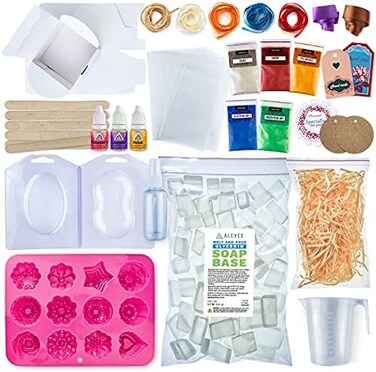 ALEXES Soap Making Kit - Make Your Own Soap Kit - DIY Soap Making Supplies Kit for Adults - 1. 1 lb Glycerin Soap Base - Soap Making Kit for Beginners - Handmade Soap Kit.