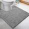 LuxUrux Bath Mat - Toilet Rugs u Shaped- Extra-Soft Plush Bath Bathroom Rug,1'' Chenille Microfiber Material, Super Absorbent Shaggy Machine WashDry (20 x 20, Light Grey.