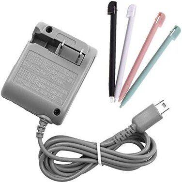 طقم شاحن DS Lite عام، شاحن محول طاقة تيار متردد وقلم لمس لأنظمة Nintendo DS Lite، كابل شحن سلكي لشاحن حائط للسفر 5.2 فولت 450 مللي أمبير.