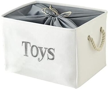 INough Toys Bin for Kids, Storage Baskets for Toys Box Storage Container Baby Storage Bins for Boys and Girls, Toy Chest with Handle and Drawstring, Perfect for Nursery Room Kidsroom,Playroom (Large.