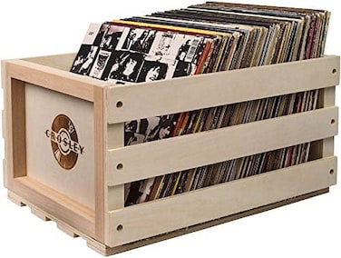 Crosley AC1004A-NA Record Storage Crate Holds Up to 75 Albums, Natural.