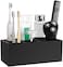 Luxspire Resin Toothbrush Holder, 5 Slots Hygienic Handmade Toothbrush Storage Stand Dispenser Bathroom Organizer Set for Toothpaste, Razor - Black.