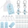 Hicarer 60 Pieces Angel Keychains Set Baby Shower Favors for Boy Girls Wedding Party Favors for Guests 60 Pieces White Organza Bags with Thank You Tags for Birthday Party Supplies(Blue.
