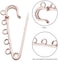 Jdesun Large Safety Pins, 20pcs Heavy Duty Alloy Pins With 5 Loops for Blankets, Skirts, Knitted Fabric, Crafts - Gold, Silver, Antique Bronze, Rose Gold, 50x15mm.