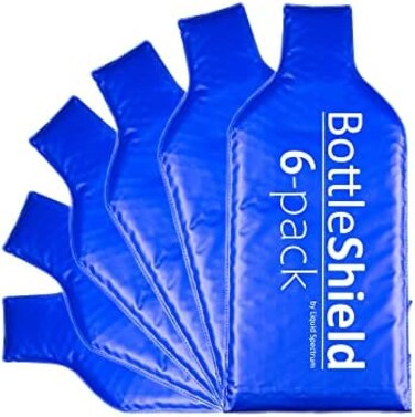 Liquid Spectrum 6 Pack Reusable Wine Protector Travel Bag by Bottle Shield - Bubble Wrap Suit With Zip Locks Unbreakable Bottle Sleeve, Leak Proof - Wine Tote Bags Accessory for Suitcase Luggage.