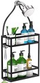 Meangood Shower Caddy Organizer ,Mounting Over Shower Head Or Door,Extra Wide Space for Shampoo, Conditioner, and Soap with Hooks for Razorsand More,10. 5" x 4. 5" x 22. 4", Mental Black.