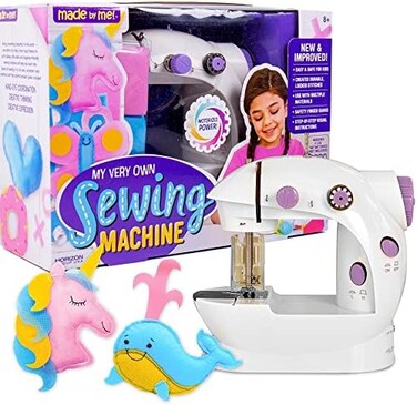 Made By Me My Very Own Sewing Machine, Portable Battery Powered First Sewing Machine, Includes Fabric, Thread, Measuring Tape,Stuffing, Beginner Sewing Machine for Kids Ages 8.