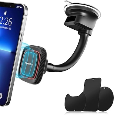 APPS2Car Magnetic Car Phone Holder Mount with 6 Strong Magnets, Windshield Phone Magnetic Holder, Suction Cup Phone Holder for Car, Dashboard Magnet Holder, fit Most SmartphonesMini Tablets.
