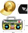 meekoo Hip Hop Costume Kit Inflatable Boom Box Baseball Cap Sunglasses Gold Chain 80s/ 90s Rapper Accessories.