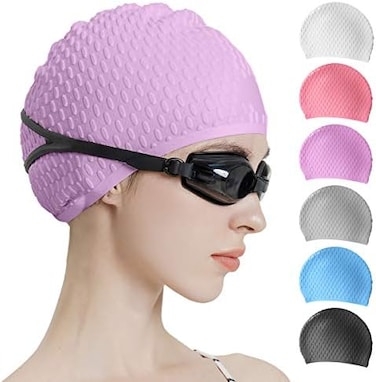Tripsky Silicone Swim Cap,Comfortable Bathing Cap Ideal for Curly Short Medium Long Hair, Swimming Cap for Women and Men, Shower Caps Keep Hairstyle Unchanged.