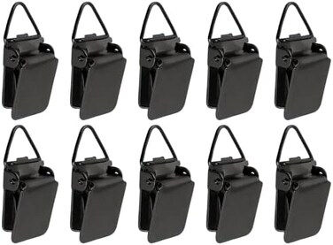 Wise Linkers Hanging Clips Pack of 10 Triangle Back Medium Power for Tapestry Small Rugs,Towel, Shawl and Paintings (Black.