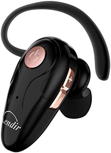 Kendir Bluetooth Headset, V5. 0 Wireless Headphone Cell Phone Earpiece 8 Hrs Talking Time with Mic, Volume Control, Handsfree Earbud for iPhone, Android, Smartphone (One Piece, Black.