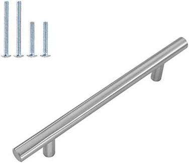 homdiy 25 PackCabinet Handles Brushed Nickel Round Bar Cabinet Pulls 5in Hole Center HD201SN Stainless Steel Drawer Pulls Kitchen Cabinet Handles Cupboard Handles 25 Pack.