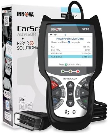 Innova 5210 OBD2 ScannerEngine Code Reader, Battery Tester, Live Data, Oil Reset, Car Diagnostic Tool for Most Vehicles, Bluetooth Compatible with America's Top Car Repair App.