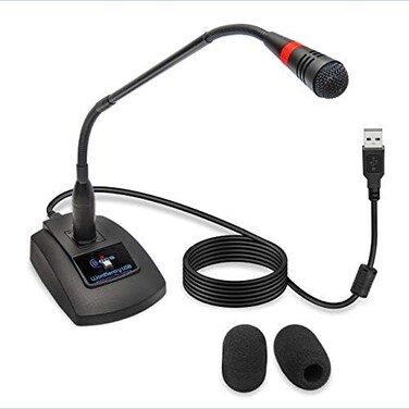ميكروفون ECS WordSentry 19 بوصة ذو رقبة مرنة أحادي الاتجاه USB مع زر كتم الصوت، للبث المباشر، والتعليق الصوتي، والبودكاست، والألعاب، ميكروفون خارجي مستقل.