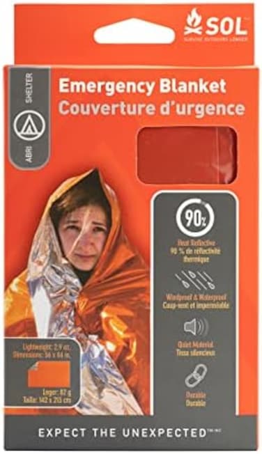 S.O.L. Survive Outdoors Longer 90% Reflective Emergency Blanket, Pack of 4.