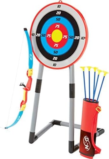 NSG Deluxe Bow and Arrow Set for Kids - Toy Archery Bow with Large Freestanding Target, Suction Cup Arrows, and Quiver.