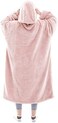 Waitu Wearable Blanket Sweatshirt for Women and Men, Super Warm and Cozy Big Blanket Hoodie, Thick Flannel Blanket with Sleeves and Giant Pocket - Pink.